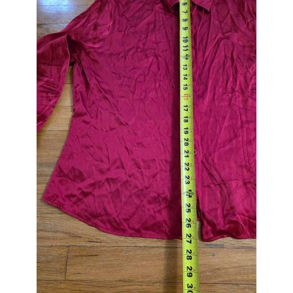 Moda International silk Long Sleeve Button Up Shirt cherry XL A001350 - Picture 7 of 7